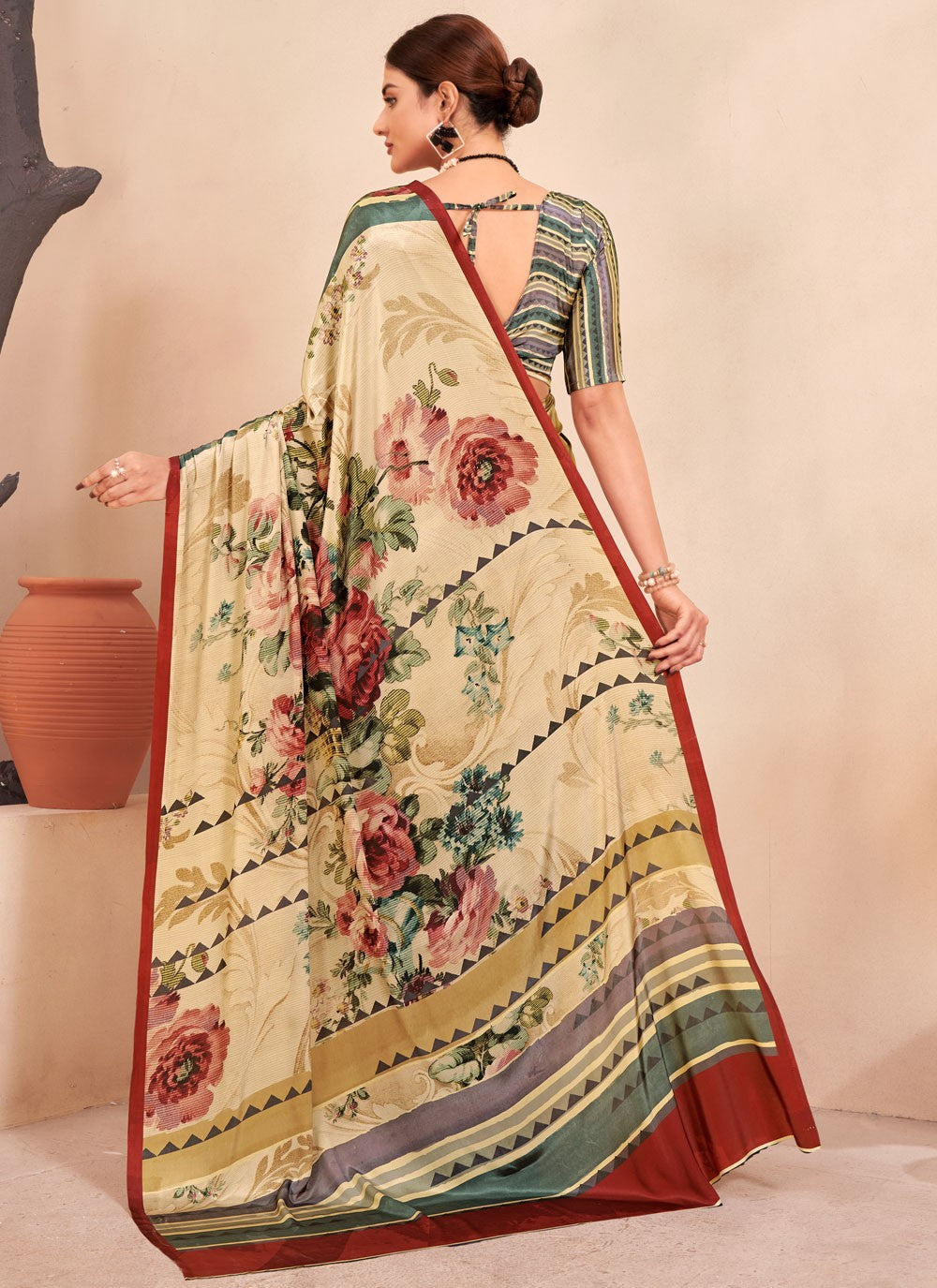 Classic Digital Print Crepe Silk Saree - S7514