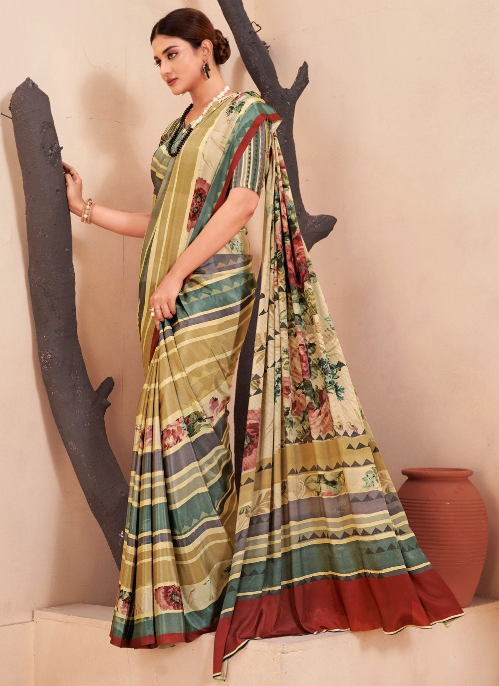 Classic Digital Print Crepe Silk Saree - S7514