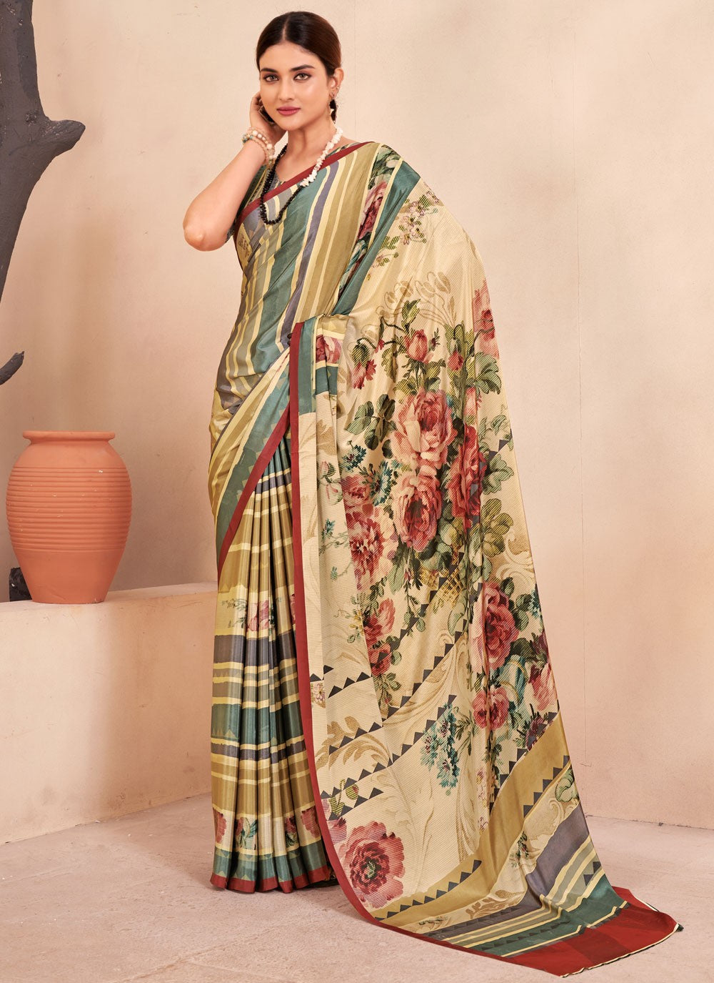 Classic Digital Print Crepe Silk Saree - S7514