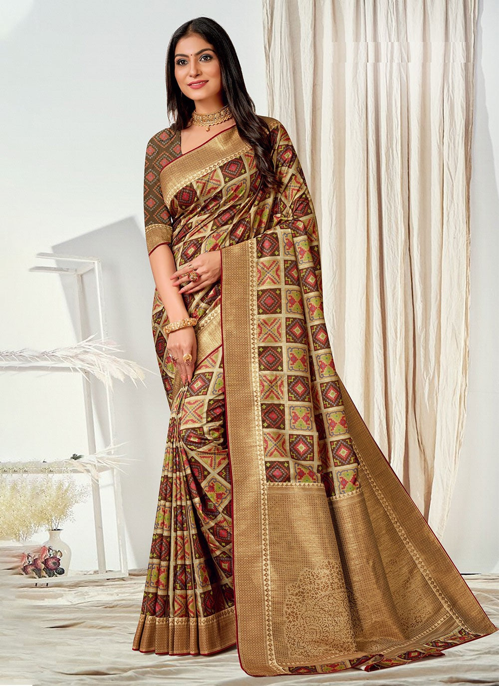 Classic Digital Print Tussar Silk Saree - S4545