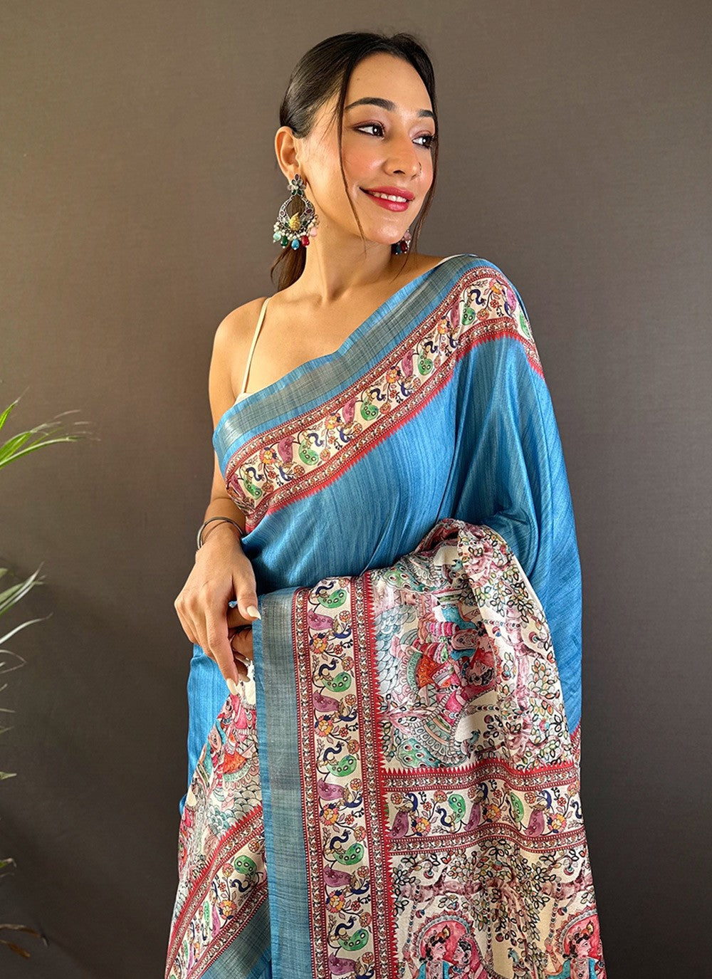 Printed Digital Print Tussar Silk Saree - S7857