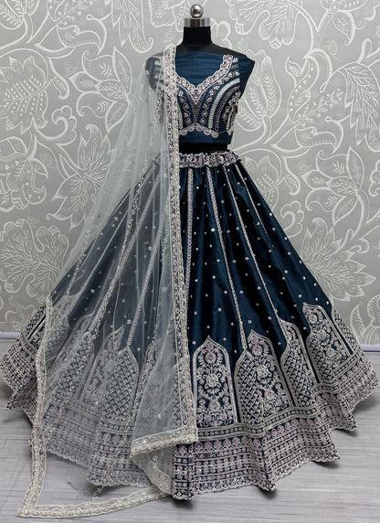 Beads Silk Morpeach Lehenga - L3417