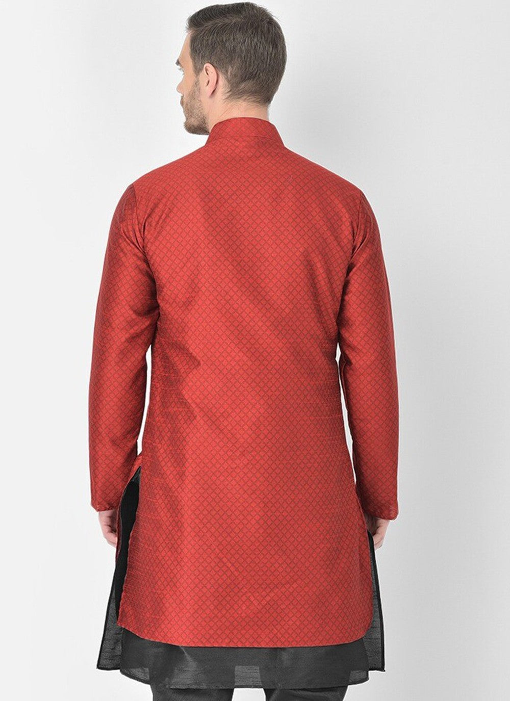 Fancy Work Dupion Silk Maroon Jacket Style - M3214