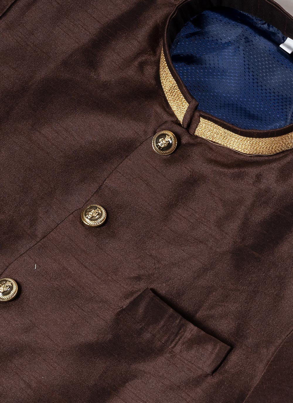 Plain Dupion Silk Brown Indo Western - M7057