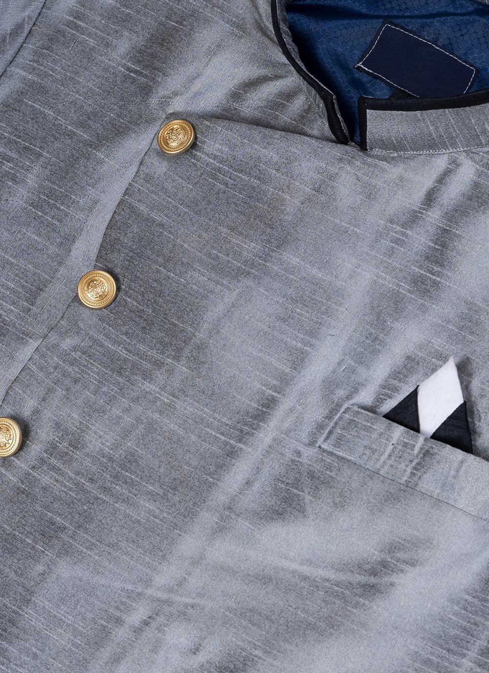 Plain Dupion Silk Grey Indo Western - M7059