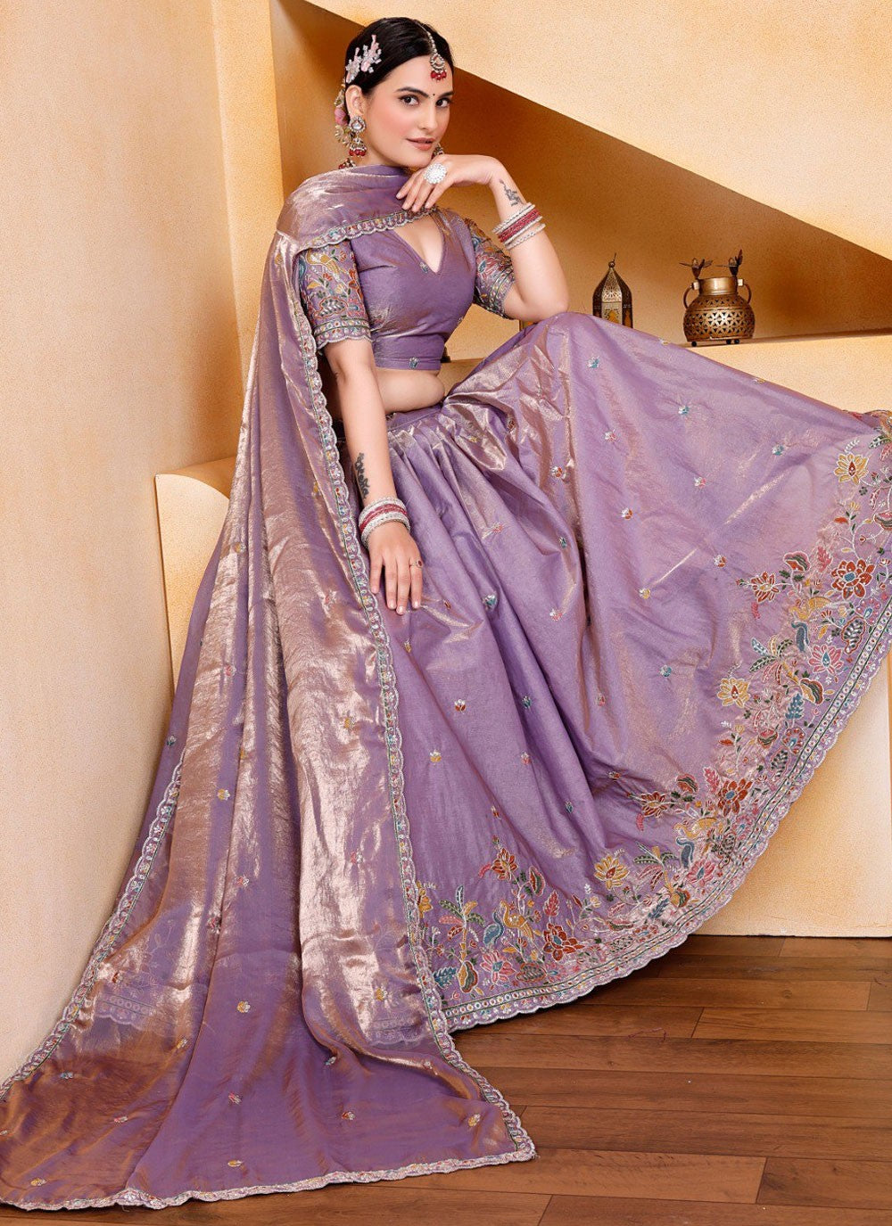 Georgette Festival, Mehandi & Sangeet A - Line Lehenga L3547