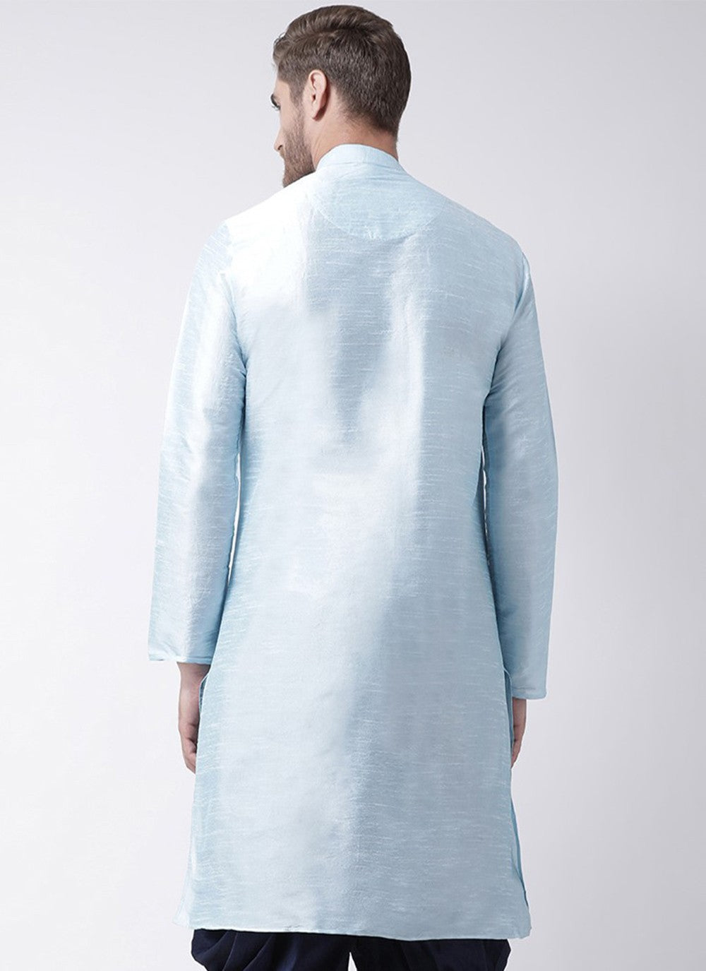 Embroidered Art Dupion Silk Aqua Blue Angrakha - M3521