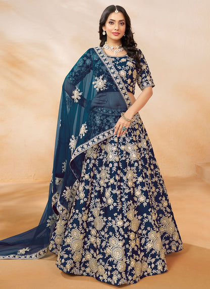 Embroidered Art Silk A - Line Lehenga - L2380