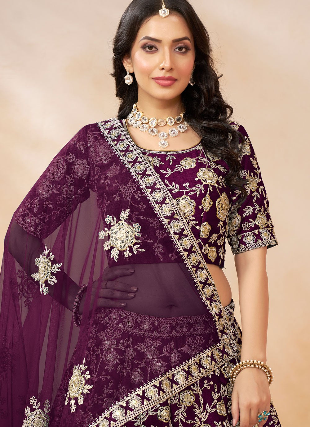 Embroidered Art Silk A - Line Lehenga - L2380