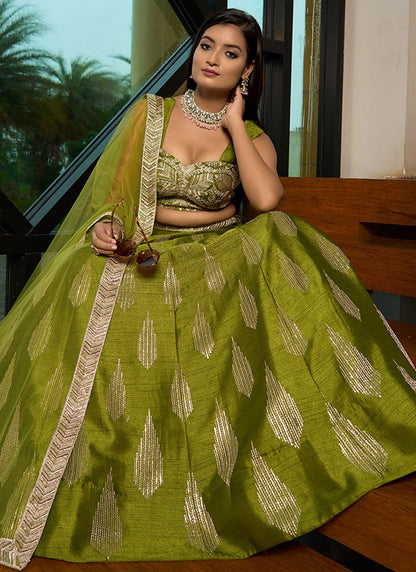 Embroidered Art Silk A - Line Lehenga - L2951