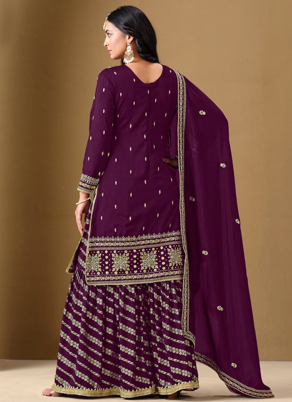 Embroidered Art Silk Purple Salwar Suit T6133