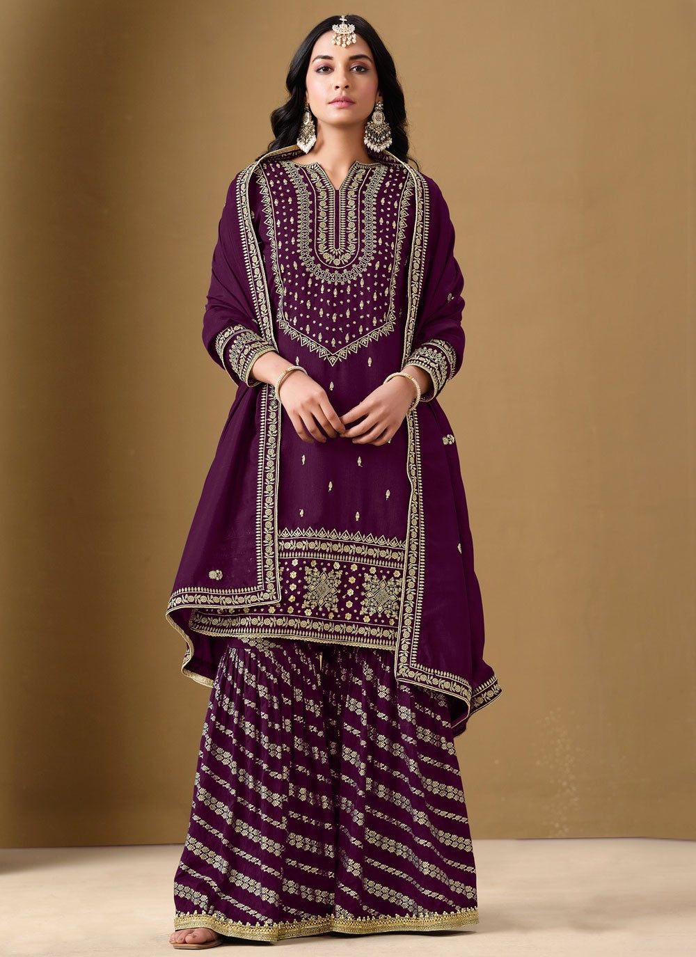 Embroidered Art Silk Purple Salwar Suit T6133