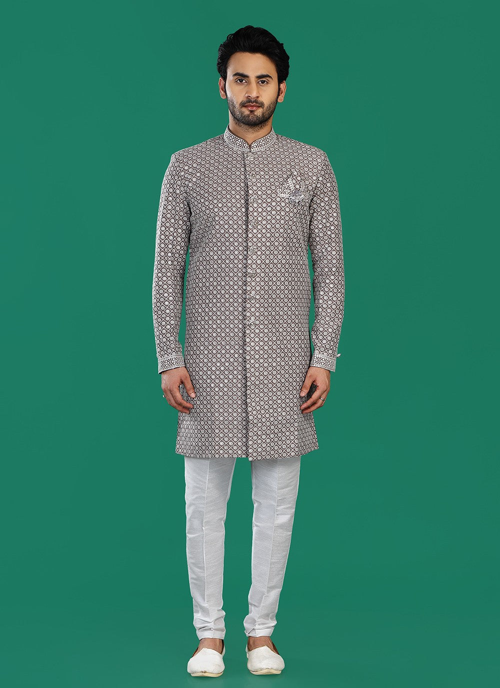 Embroidered Art Silk Brown Sherwani - M8812