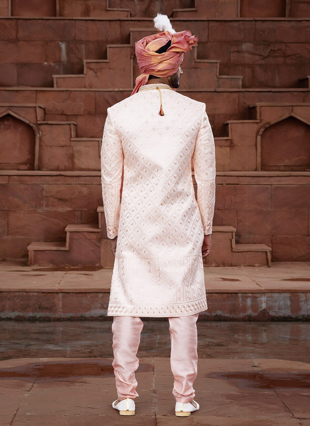 Embroidered Art Silk Peach Sherwani - M6514