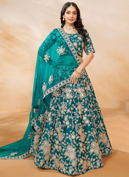 Embroidered Art Silk A - Line Lehenga - L2380