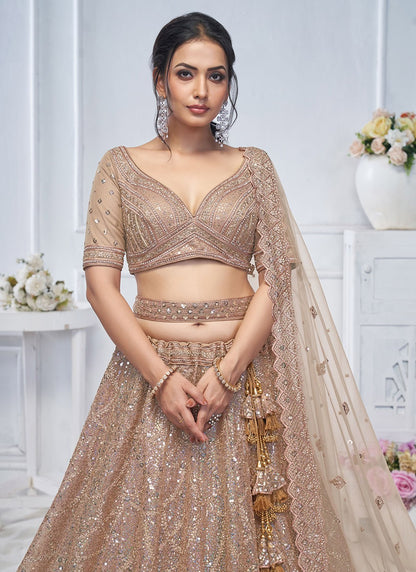 Embroidered Net A - Line Lehenga - L2852
