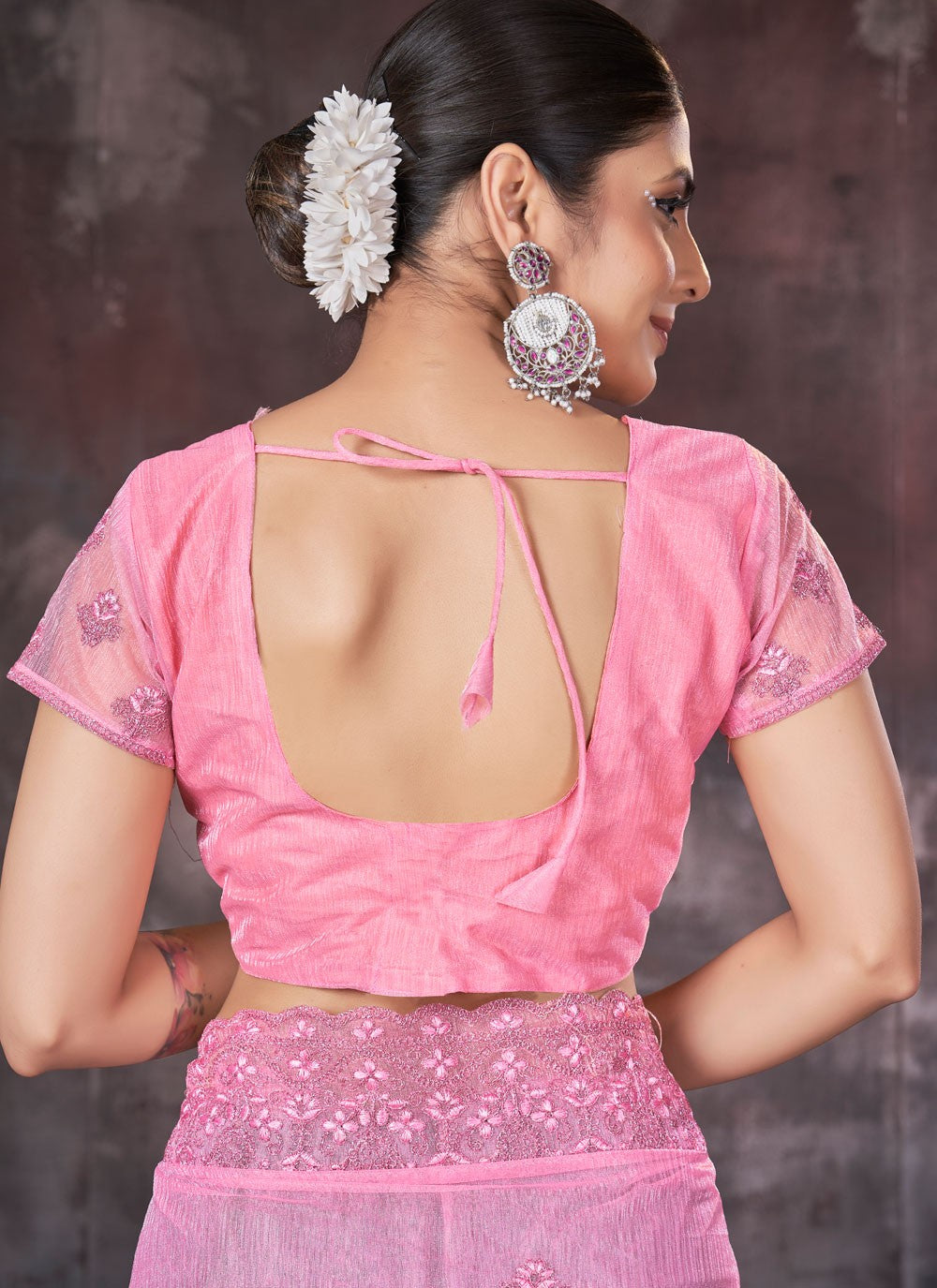 Classic Border Work Net, Organza Saree - S7536