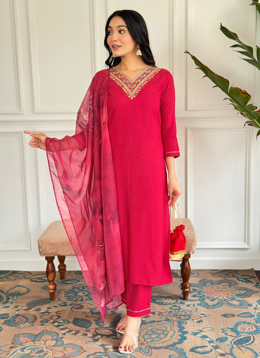Embroidered Rayon Salwar Suit - T4514