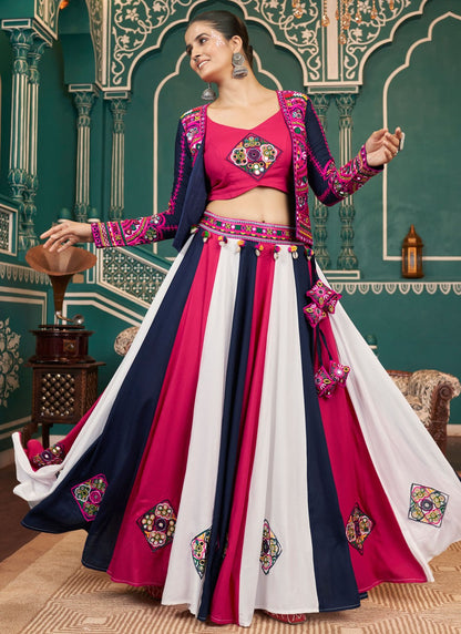 Foliage Prints Poly Silk Readymade Lehenga Choli - L2411