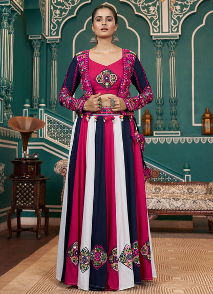 Foliage Prints Poly Silk Readymade Lehenga Choli - L2411