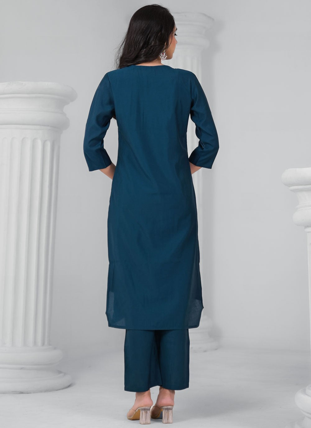 Pant Style Suit Embroidered, Sequins, Zari Morpeach T7343