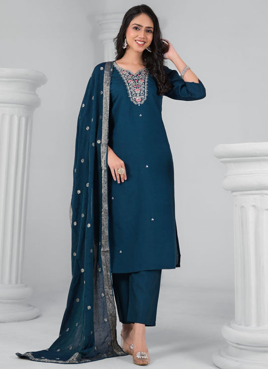 Pant Style Suit Embroidered, Sequins, Zari Morpeach T7343