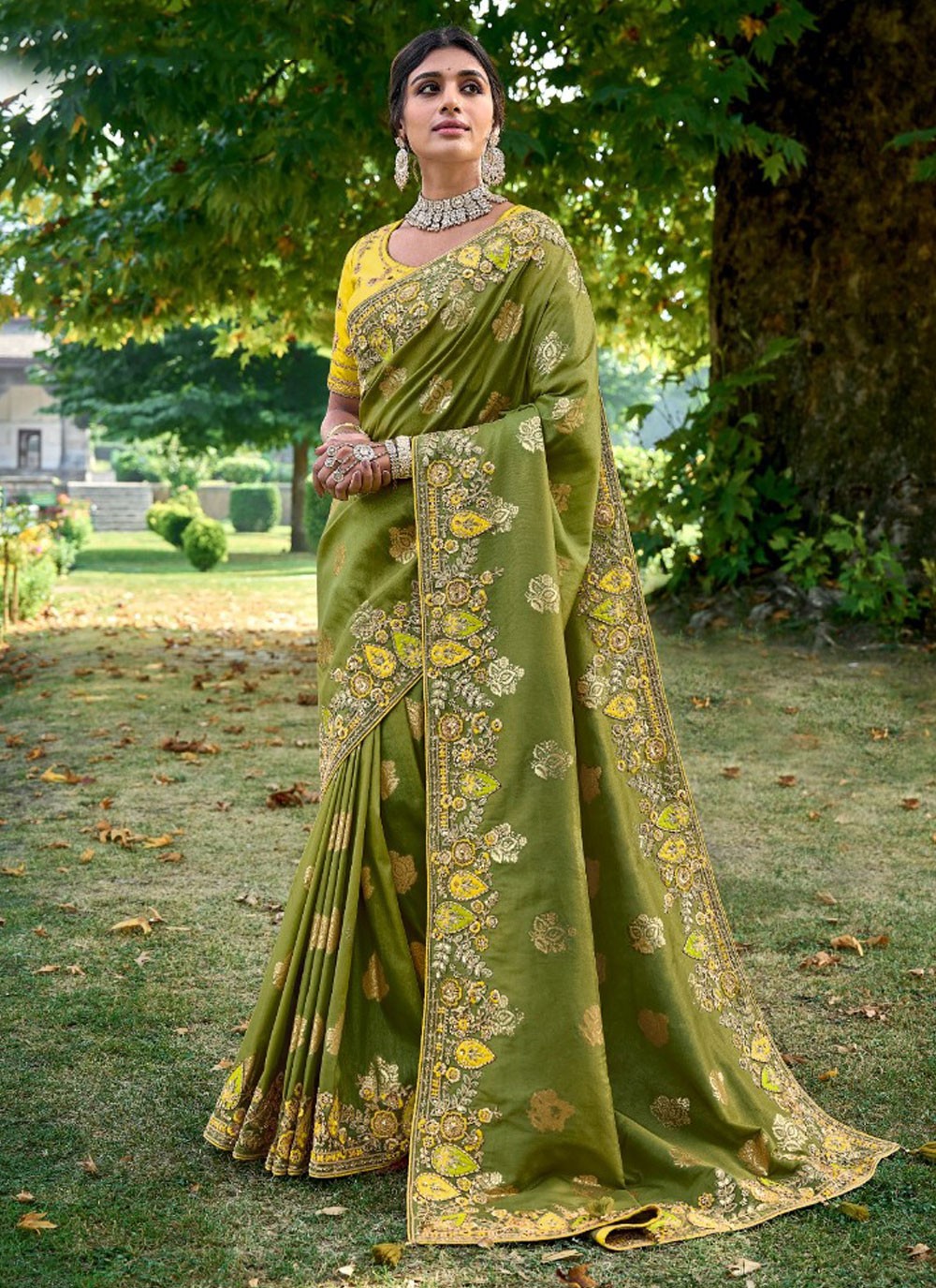 Trendy Embroidered Fancy Fabric , Silk Saree - S4877