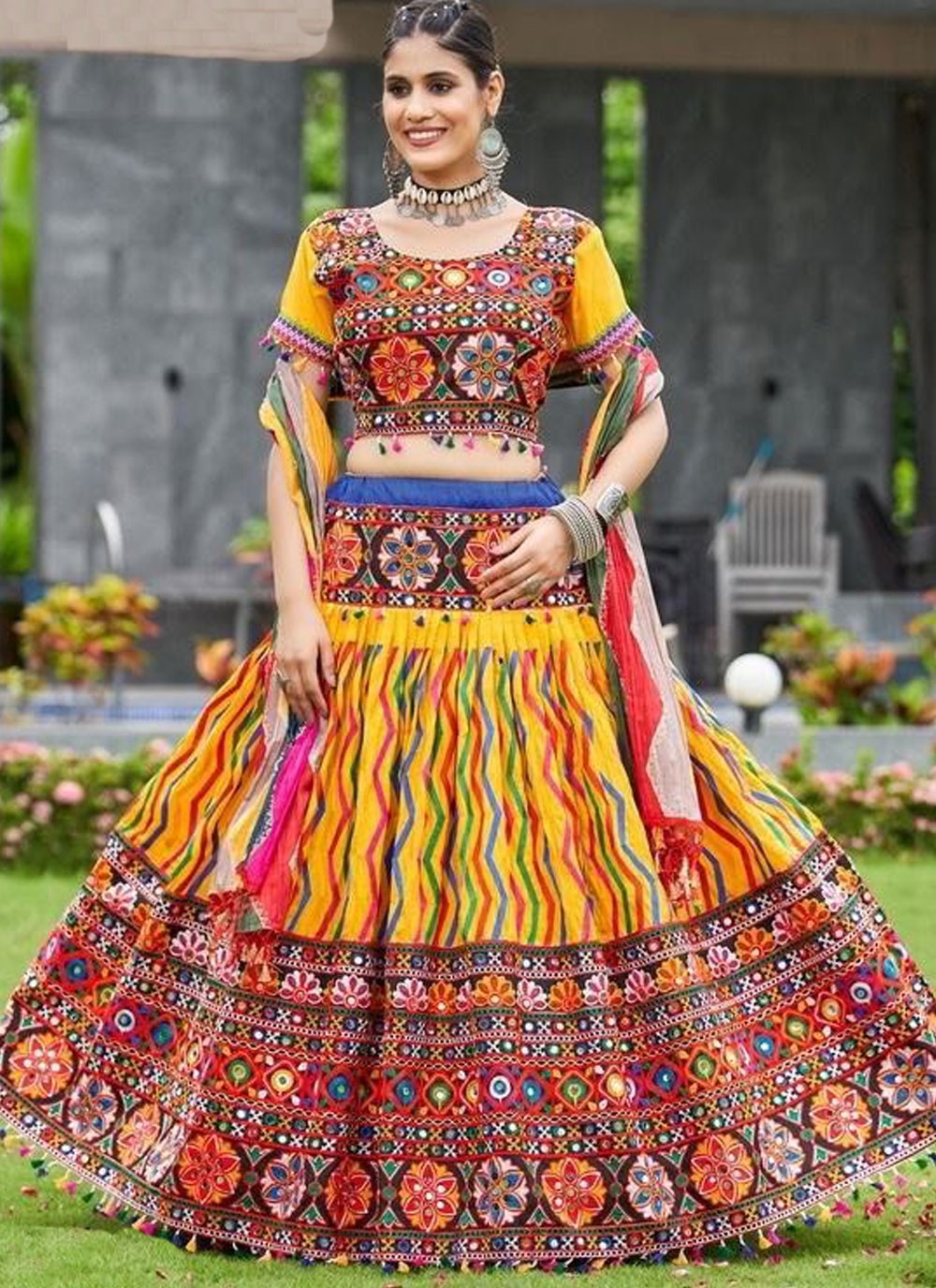 Embroidered Cotton Readymade Lehenga Choli - L2281