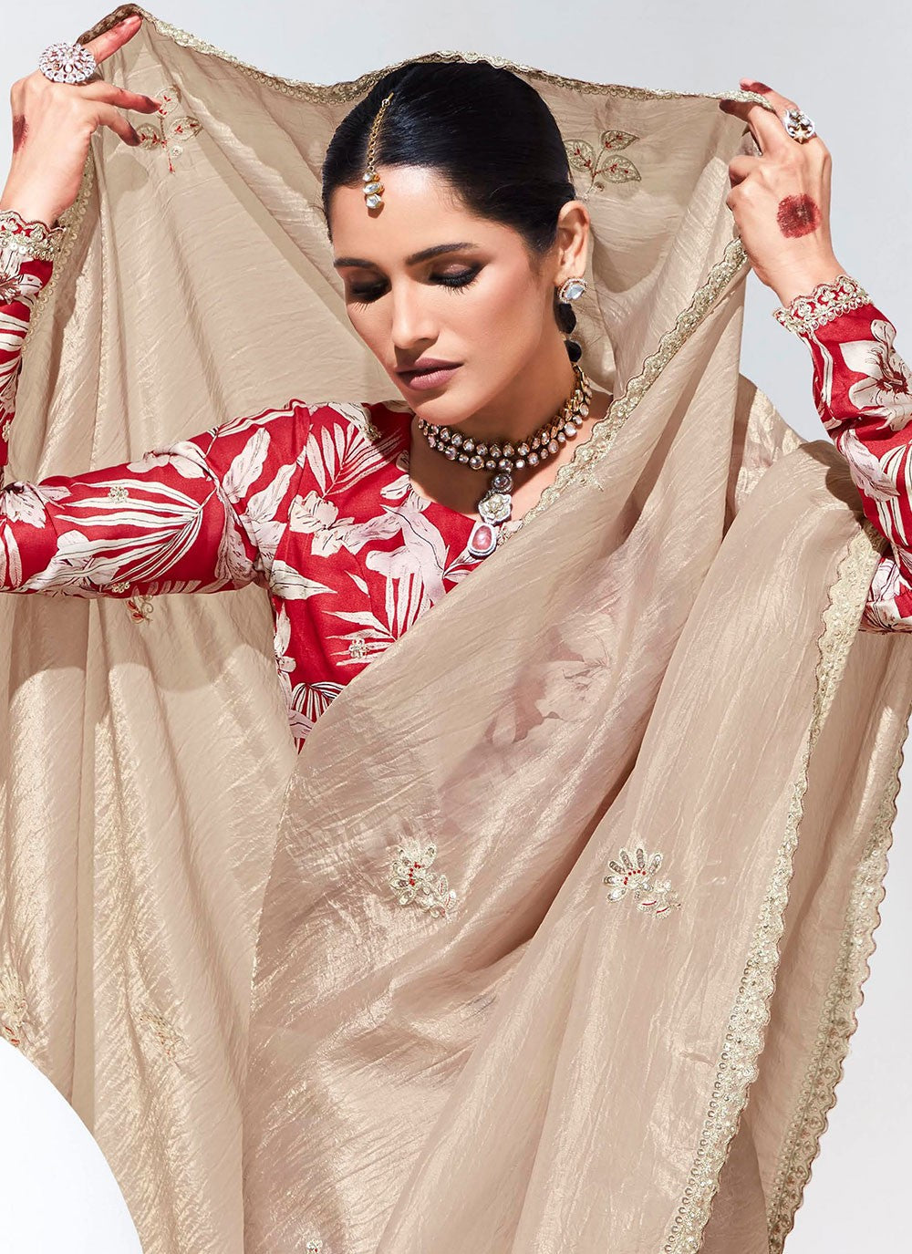 Classic Embroidered Organza Saree - S7248