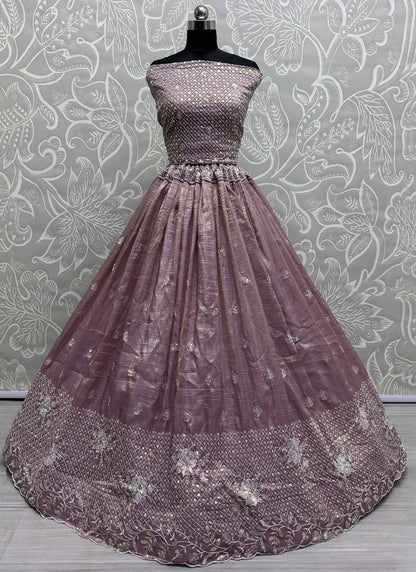 Embroidered Crush Purple Lehenga - L3410