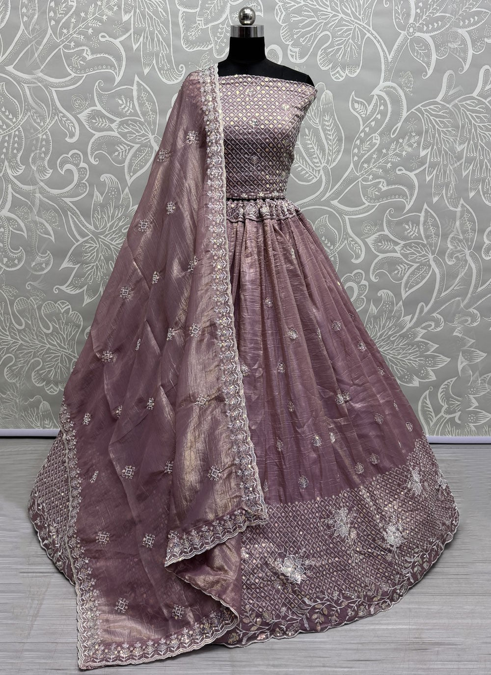 Embroidered Crush Purple Lehenga - L3410