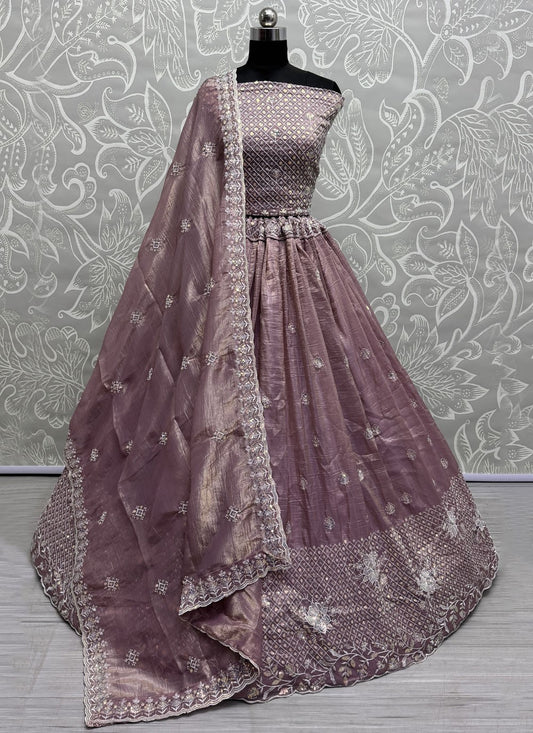 Embroidered Crush Purple Lehenga - L3410