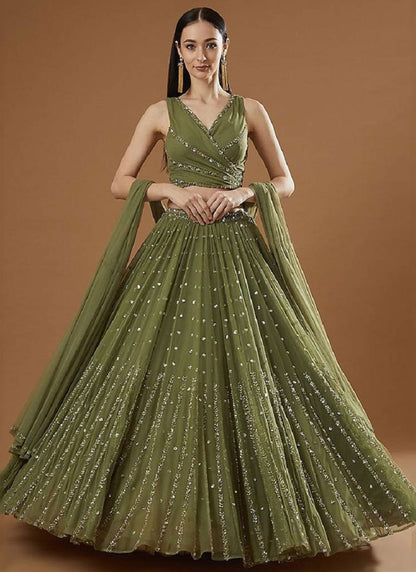 Embroidered Georgette A - Line Lehenga - L2529