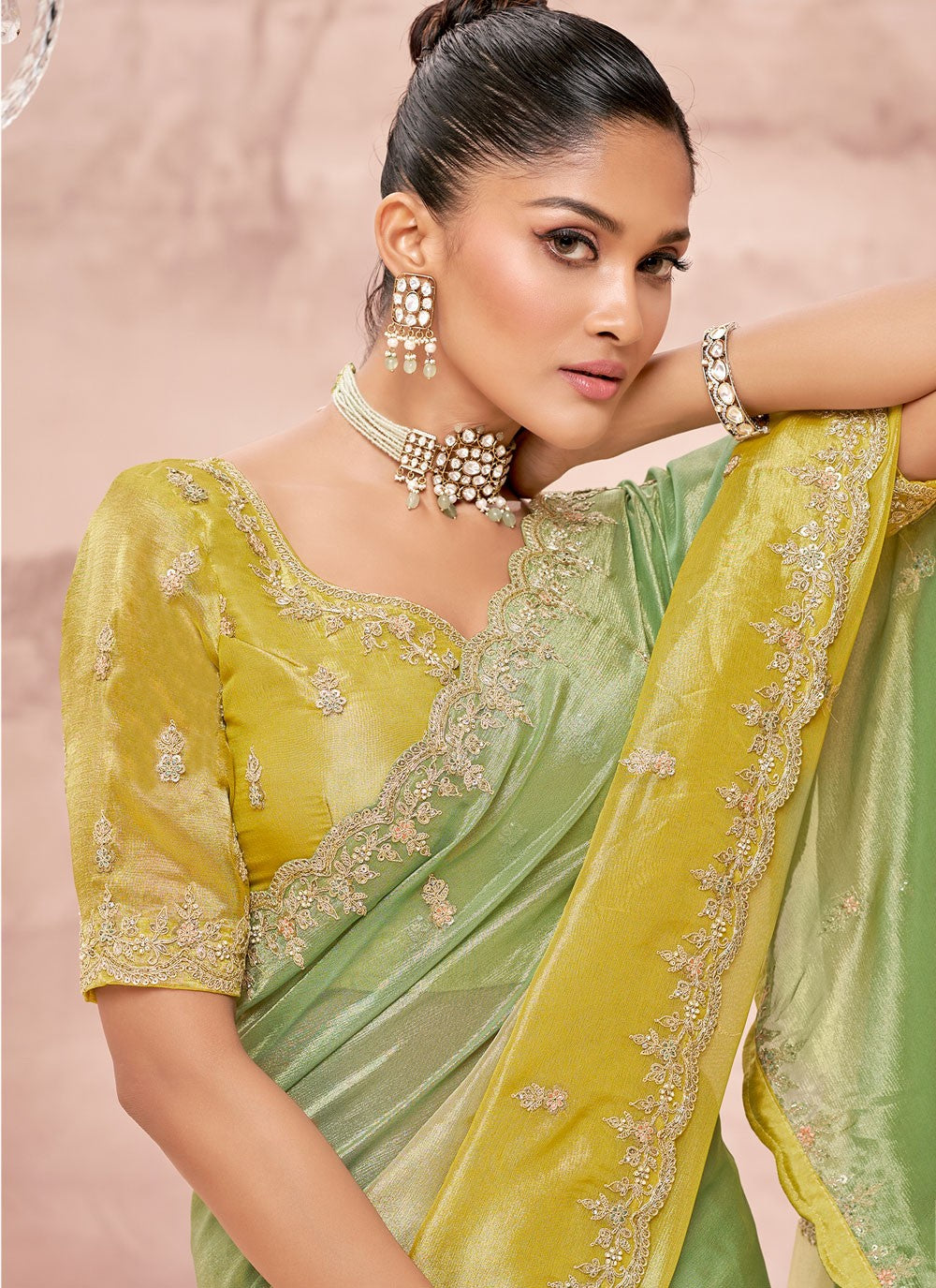 Classic Embroidered Viscose Saree - S8876