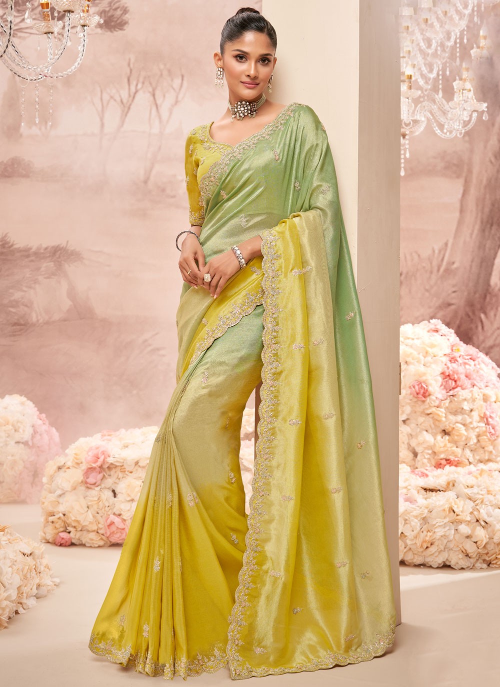 Classic Embroidered Viscose Saree - S8876