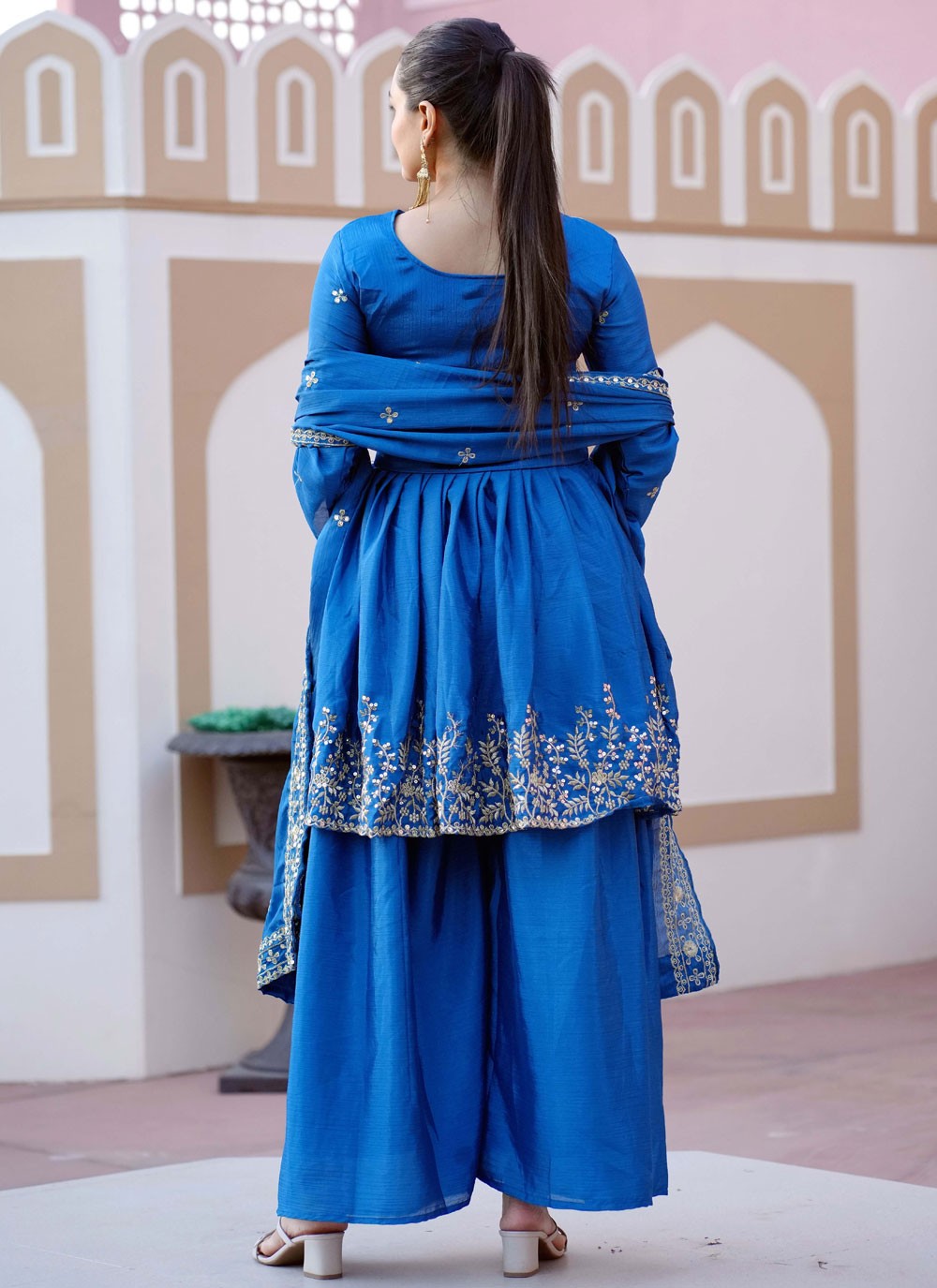 Archive Aari Work, Embroidered, Zari 316824 Blue T6841
