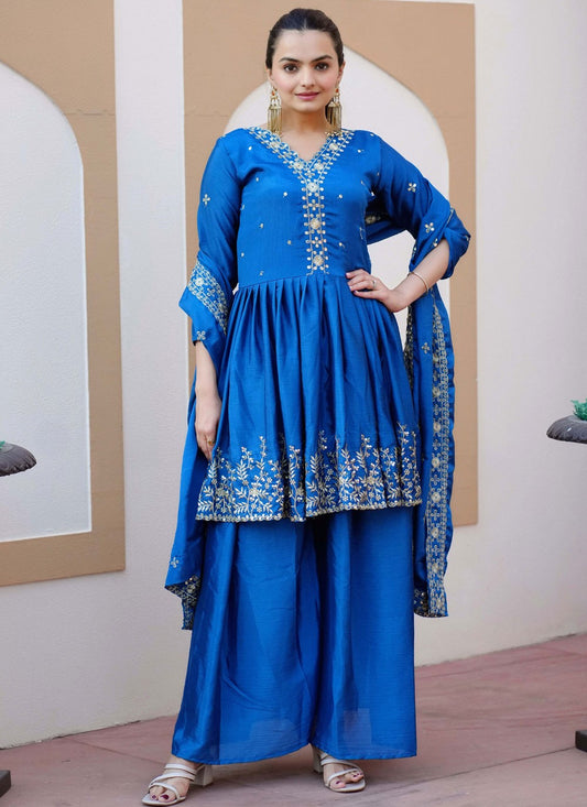 Archive Aari Work, Embroidered, Zari 316824 Blue T6841