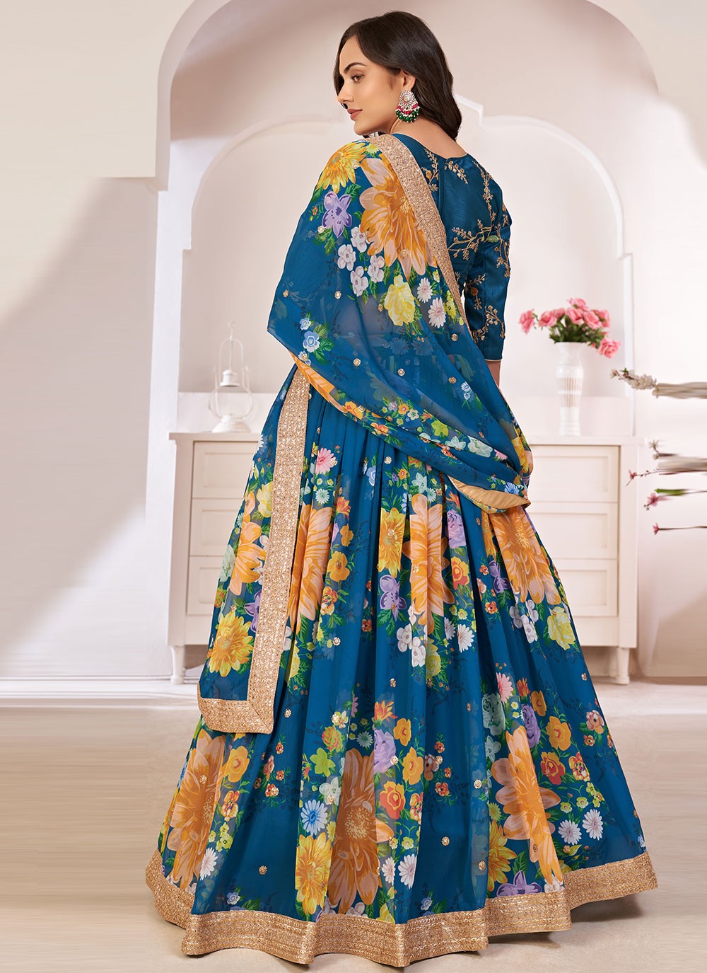A - Line Lehenga Digital Print Faux Georgette - L1227A