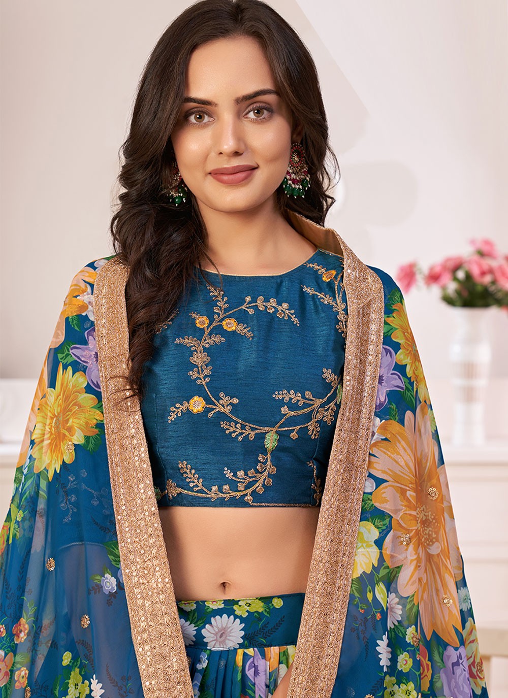 A - Line Lehenga Digital Print Faux Georgette - L1227A