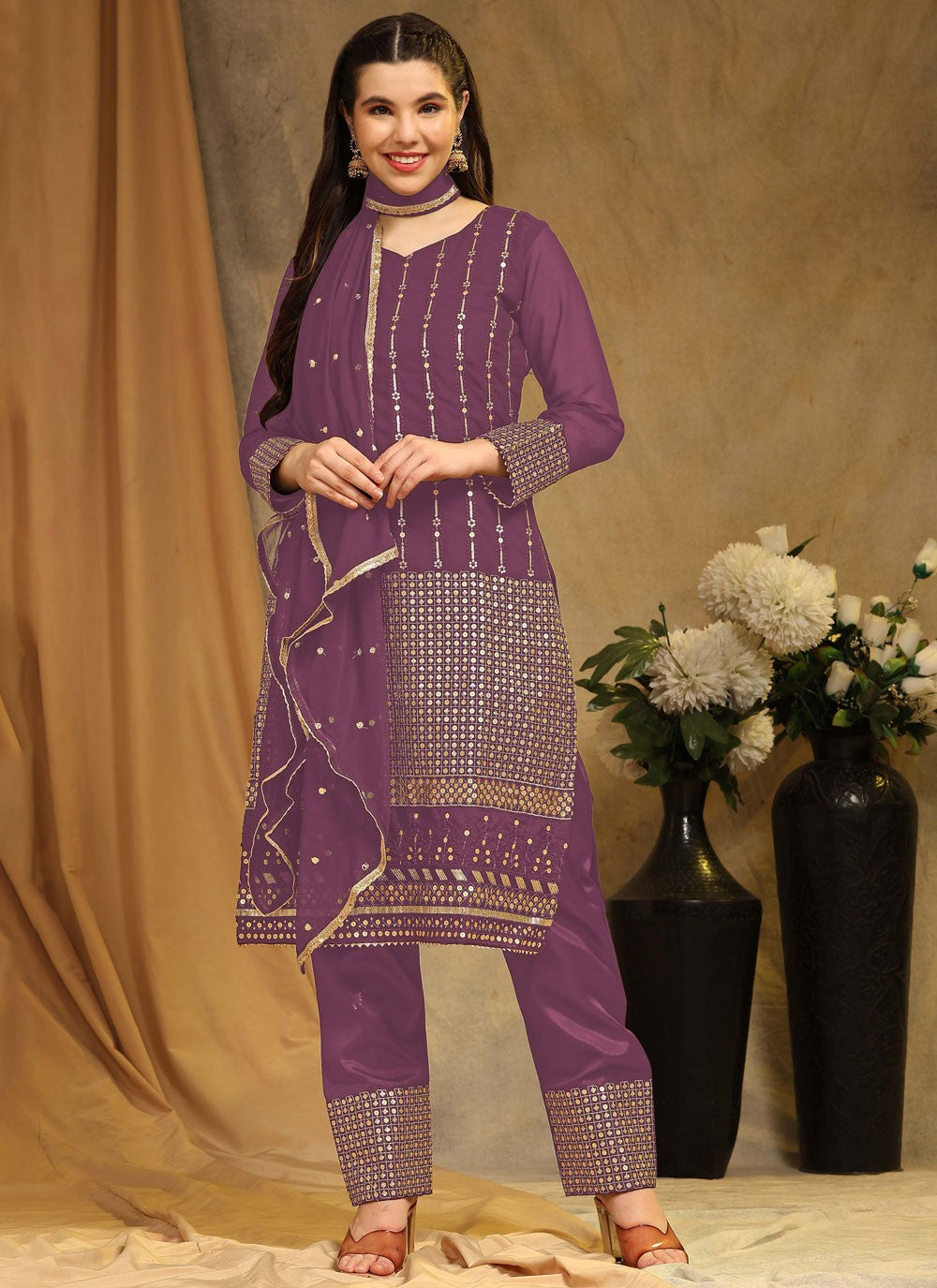 Faux Georgette Pakistani Suit - T1626
