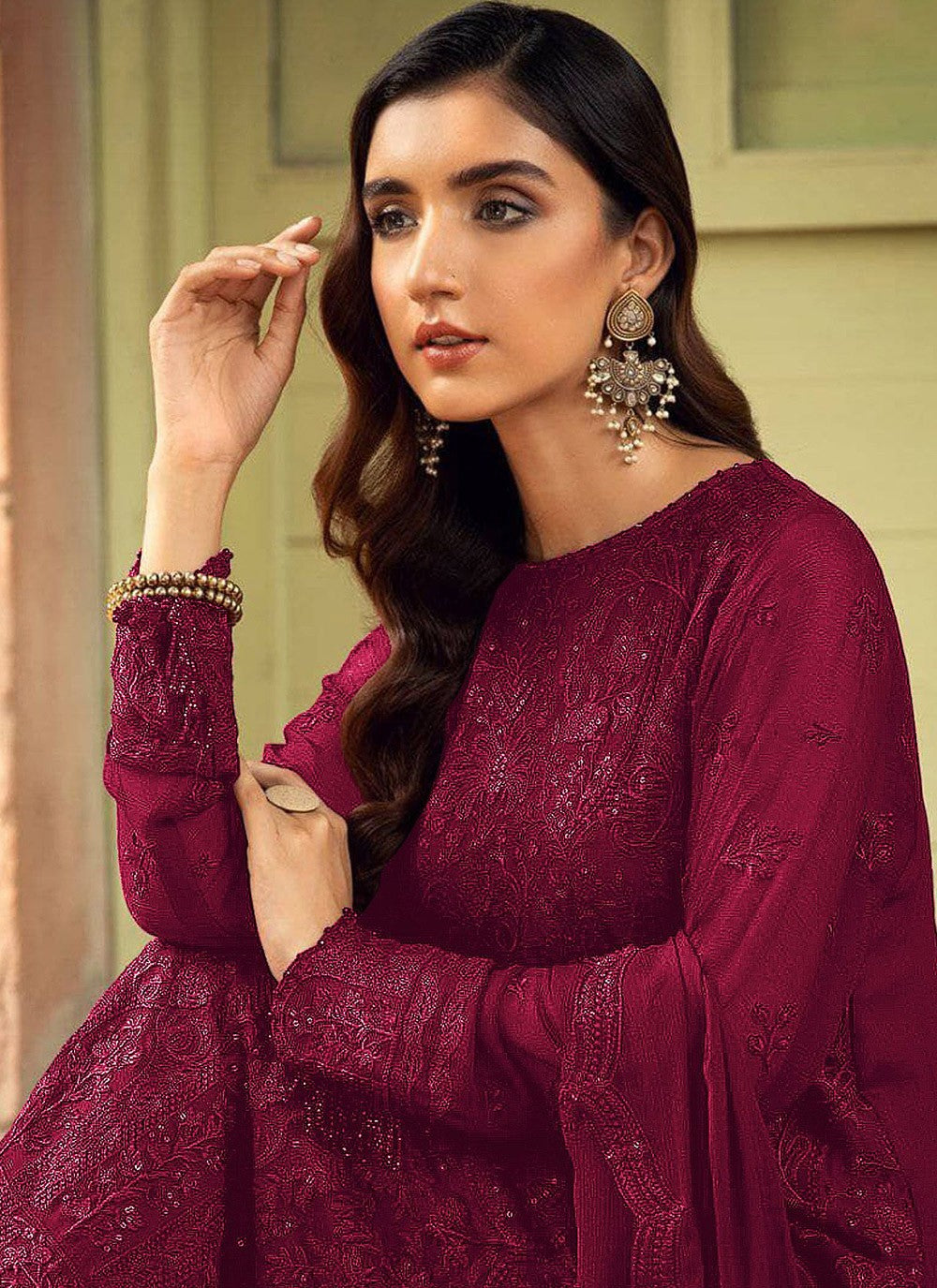 Faux Georgette Straight Suit - T919