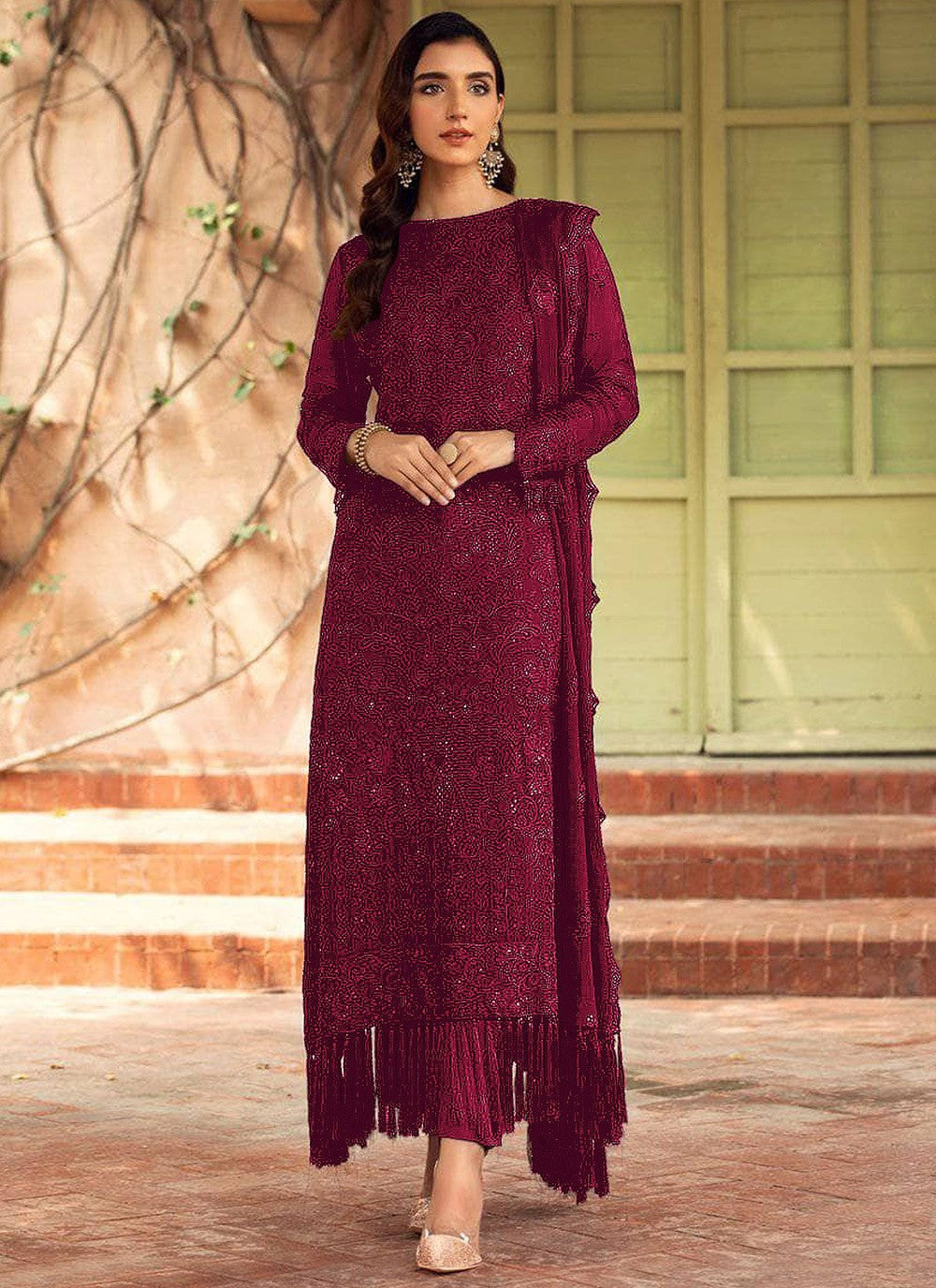 Faux Georgette Straight Suit - T919