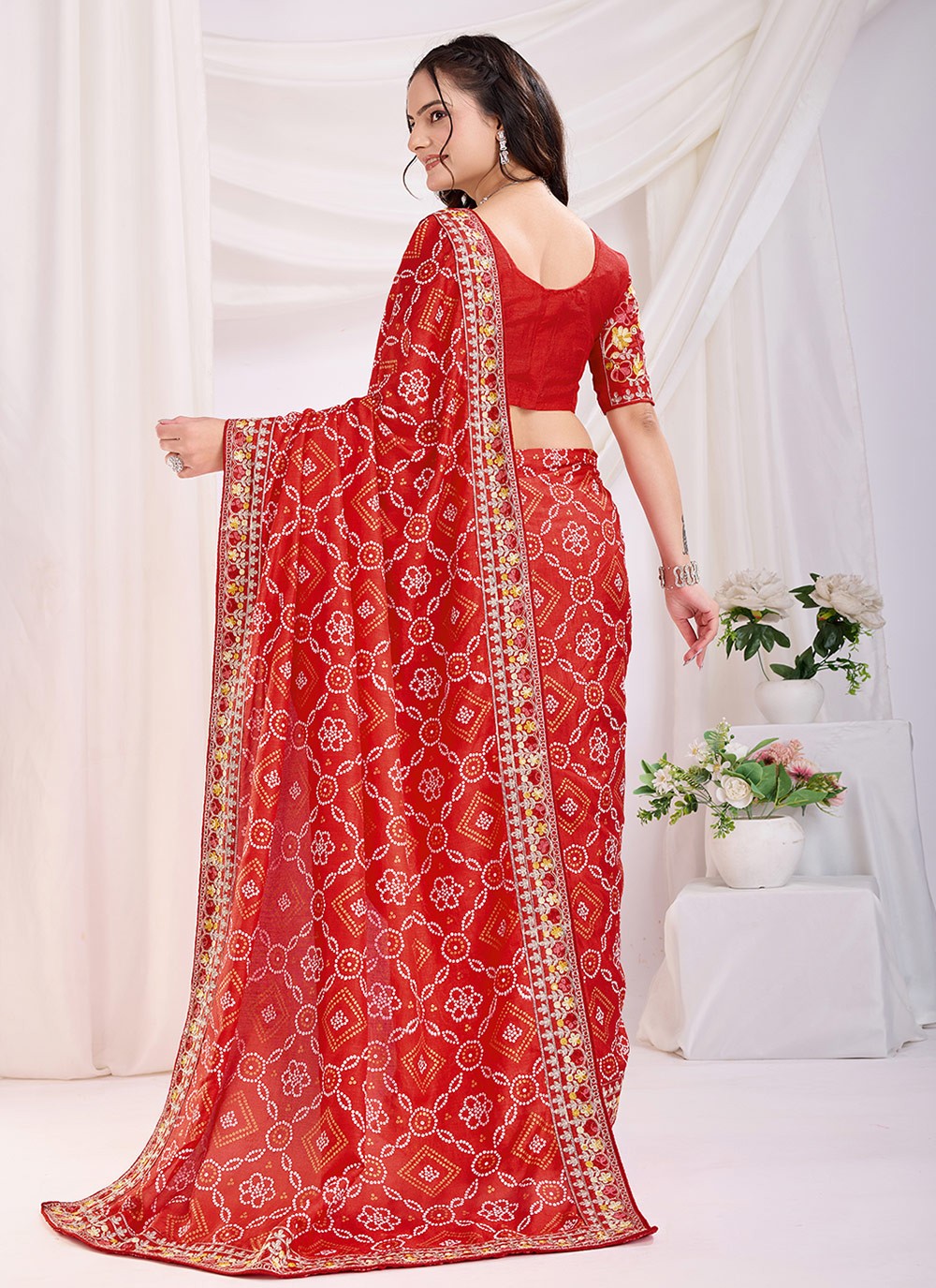 Embroidered Vichitra Silk Maroon Saree S13870