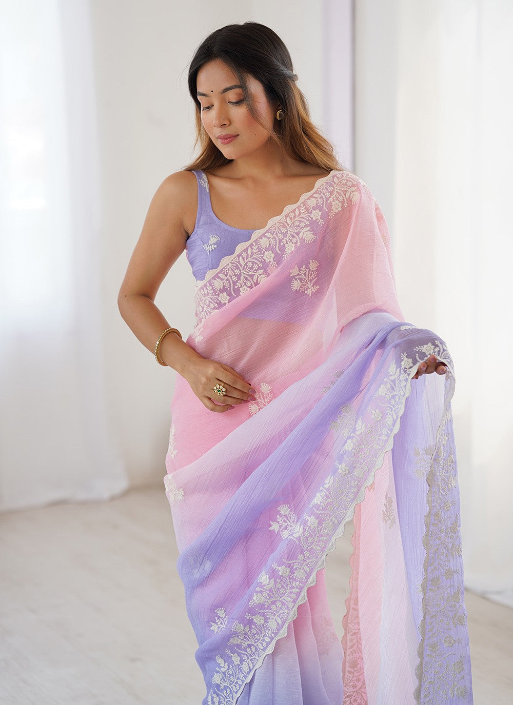 Pink Silk Classic Saree Embroidered S17820