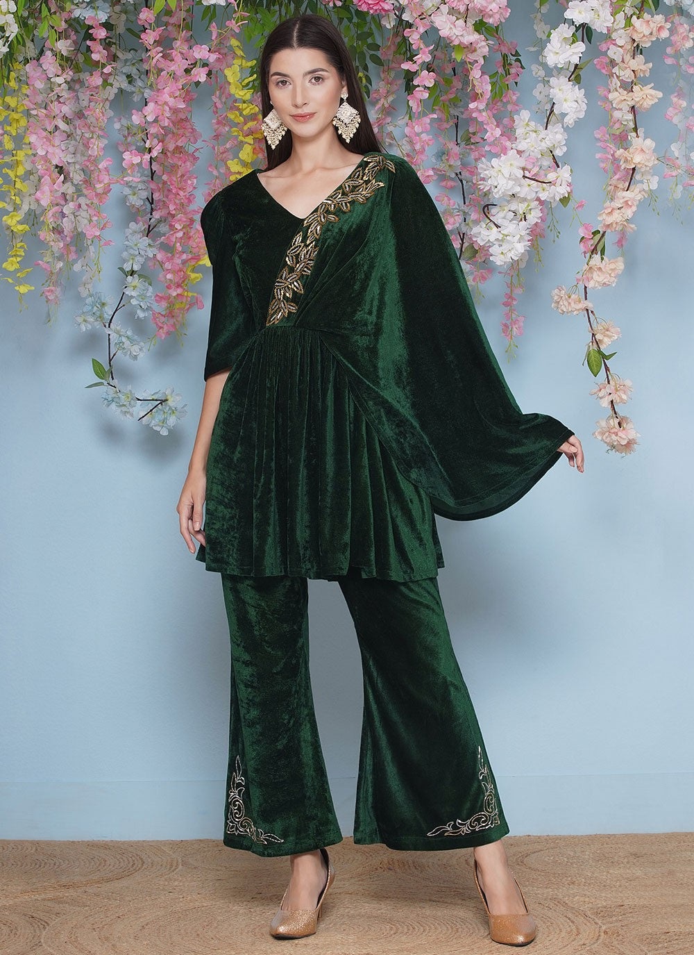Embroidered Velvet Gown - G1850