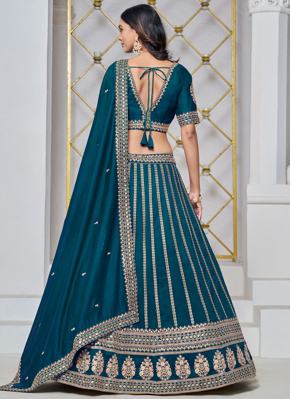 Embroidered Art Silk A - Line Lehenga - L2715