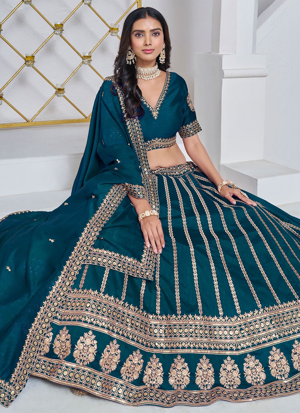 Embroidered Art Silk A - Line Lehenga - L2715