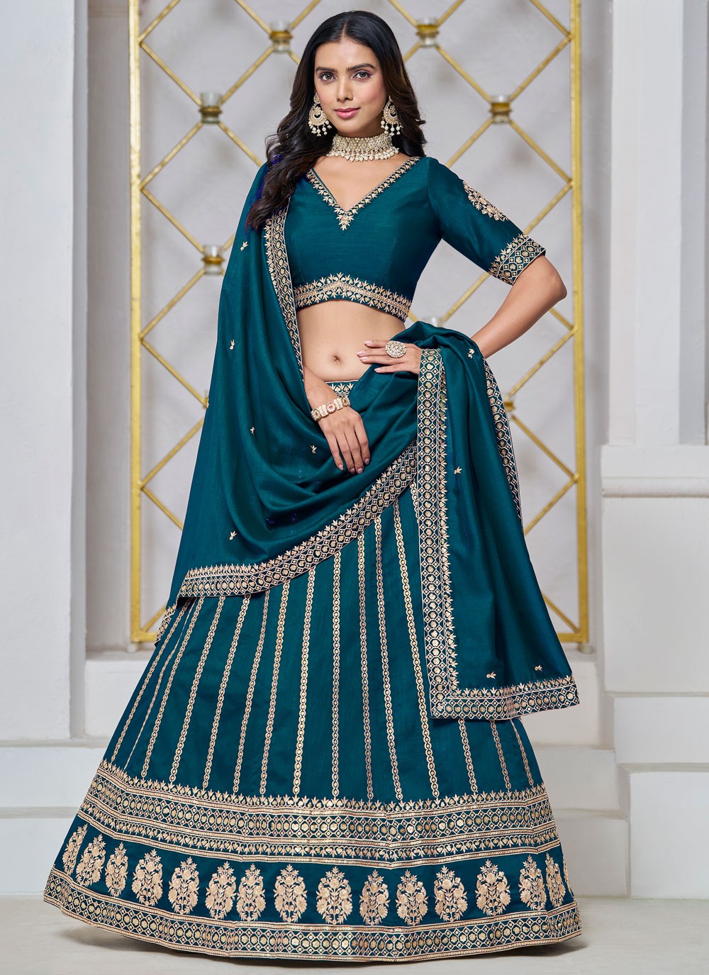 Embroidered Art Silk A - Line Lehenga - L2715
