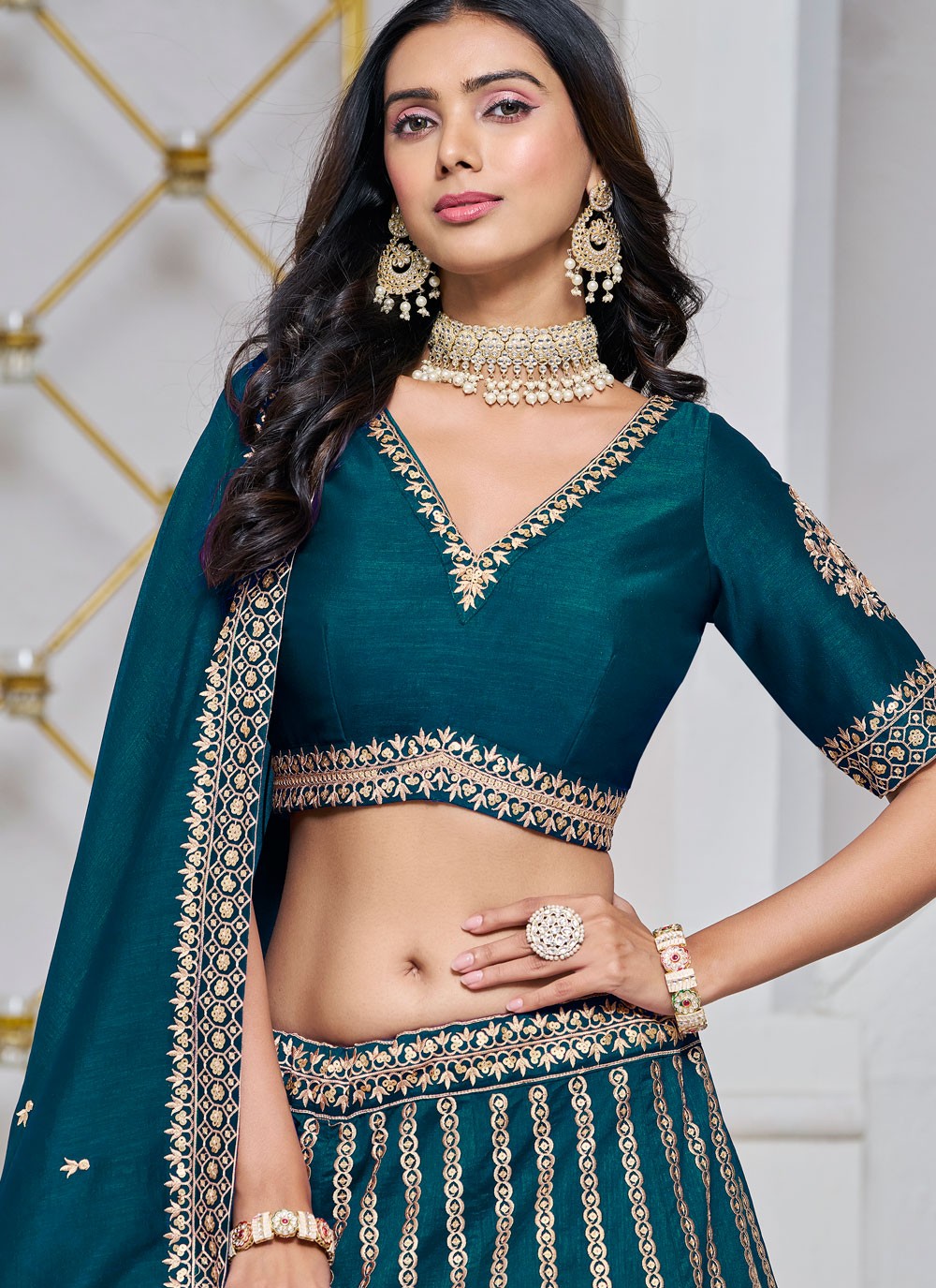 Embroidered Art Silk A - Line Lehenga - L2715
