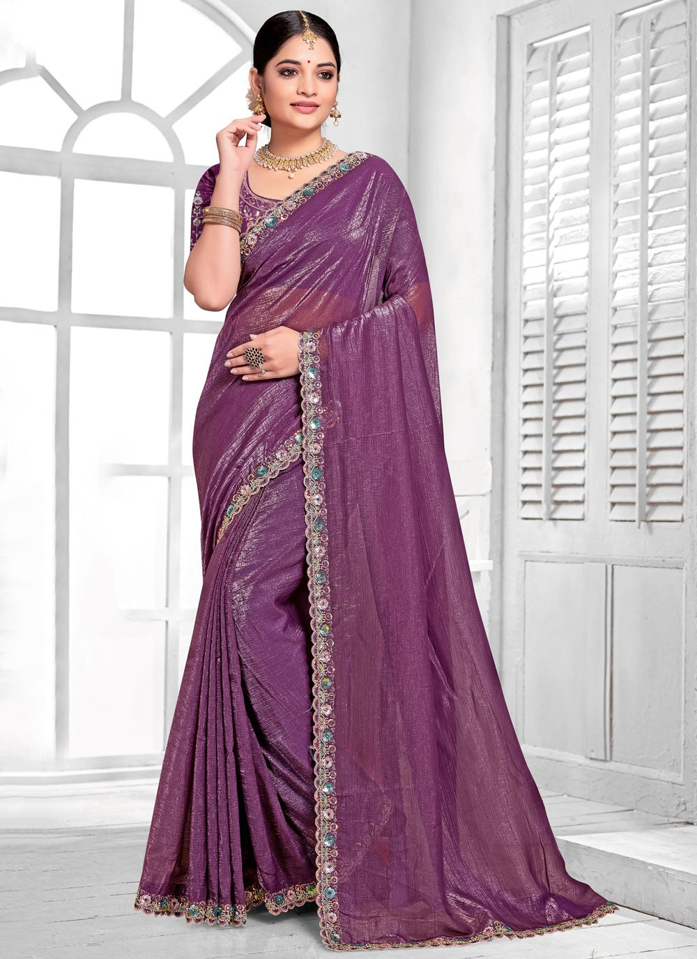 Trendy Saree Cord Purple Silk Saree S13116
